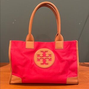 Tory Burch Red and Tan Tote